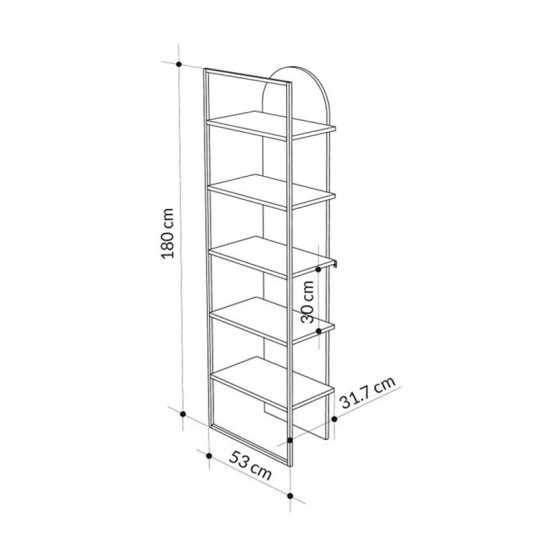 Βιβλιοθήκη Archy  χρώμα γκρι ρετρό 53x31,7x180εκ.