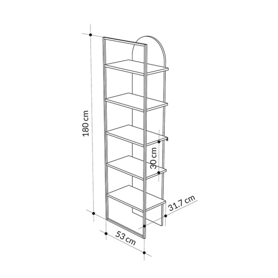 Βιβλιοθήκη Archy  χρώμα γκρι ρετρό 53x31,7x180εκ.