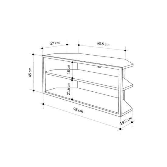 Έπιπλο τηλεόρασης γωνιακό Echo  χρώμα sapphire oak 98x37x45εκ.
