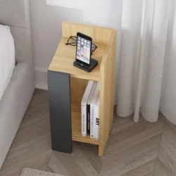 Κομοδίνο Elos  δεξί χρώμα sapphire oak - ανθρακί 25x27x60εκ.