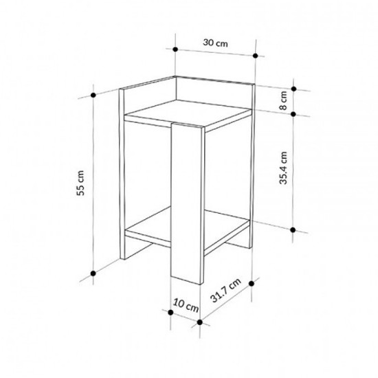 Κομοδίνο Elos  δεξί χρώμα sapphire oak - ανθρακί 25x27x60εκ.
