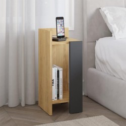 Κομοδίνο Elos  αριστερό χρώμα sapphire oak - ανθρακί 25x27x60εκ.