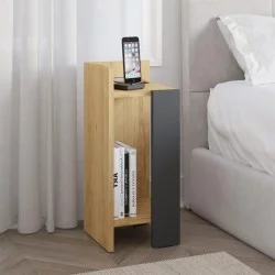 Κομοδίνο Elos  αριστερό χρώμα sapphire oak - ανθρακί 25x27x60εκ.