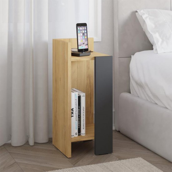 Κομοδίνο Elos αριστερό χρώμα sapphire oak - ανθρακί 25x27x60εκ. Κομοδίνο Elos αριστερό χρώμα sapphire oak - ανθρακί 25x27x60εκ.