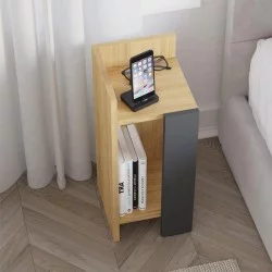 Κομοδίνο Elos  αριστερό χρώμα sapphire oak - ανθρακί 25x27x60εκ.