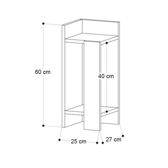 Κομοδίνο Elos  αριστερό χρώμα sapphire oak - ανθρακί 25x27x60εκ.