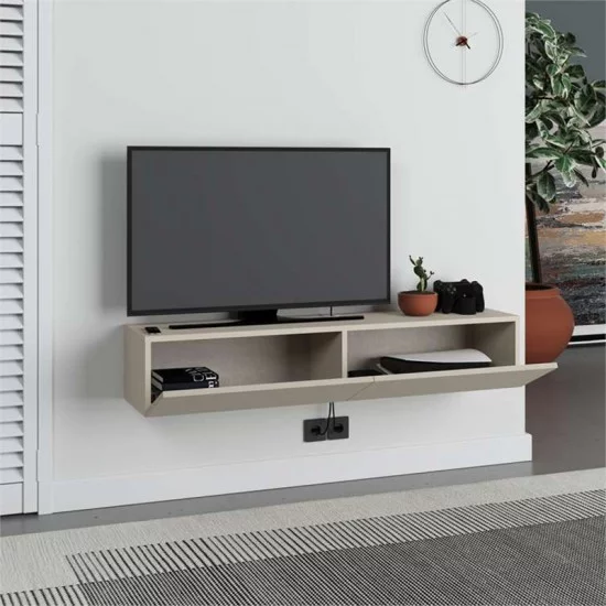 Έπιπλο τηλεόρασης επιτοίχιο Francy  χρώμα sandstone 135x31,7x25εκ.