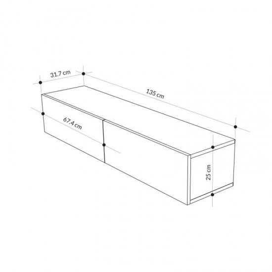Έπιπλο τηλεόρασης επιτοίχιο Francy χρώμα sandstone 135x31,7x25εκ. Έπιπλο τηλεόρασης επιτοίχιο Francy χρώμα sandstone 135x31,7x25εκ.