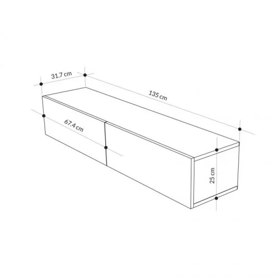 Έπιπλο τηλεόρασης επιτοίχιο Francy  χρώμα sandstone 135x31,7x25εκ.