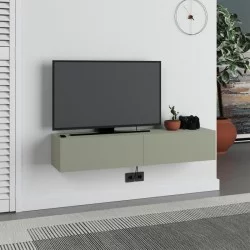 Έπιπλο τηλεόρασης επιτοίχιο Francy  χρώμα ash green 135x31,7x25εκ.