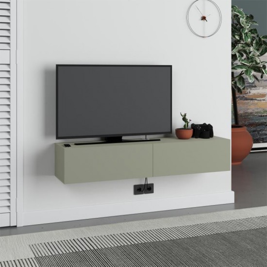 Έπιπλο τηλεόρασης επιτοίχιο Francy χρώμα ash green 135x31,7x25εκ. Έπιπλο τηλεόρασης επιτοίχιο Francy χρώμα ash green 135x31,7x25εκ.