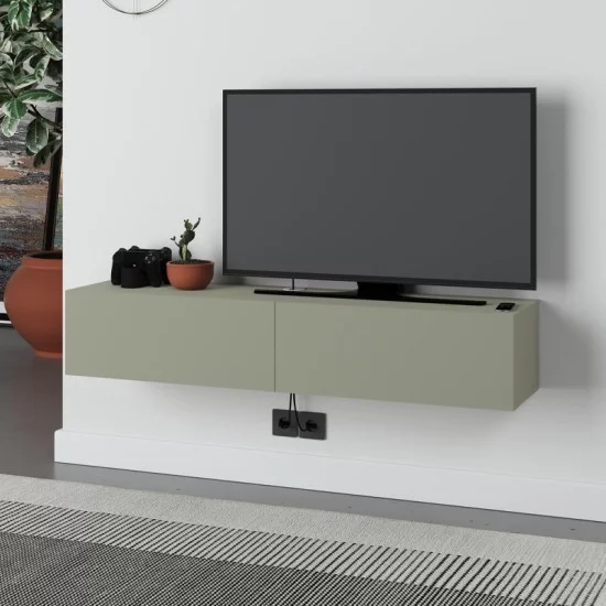 Έπιπλο τηλεόρασης επιτοίχιο Francy  χρώμα ash green 135x31,7x25εκ.