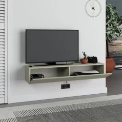 Έπιπλο τηλεόρασης επιτοίχιο Francy  χρώμα ash green 135x31,7x25εκ.
