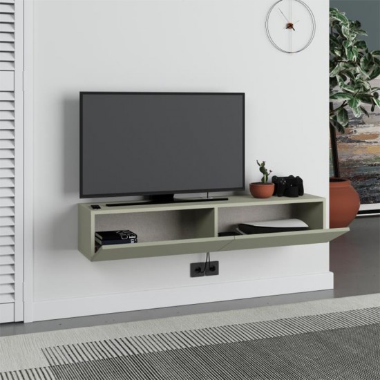 Έπιπλο τηλεόρασης επιτοίχιο Francy χρώμα ash green 135x31,7x25εκ. Έπιπλο τηλεόρασης επιτοίχιο Francy χρώμα ash green 135x31,7x25εκ.
