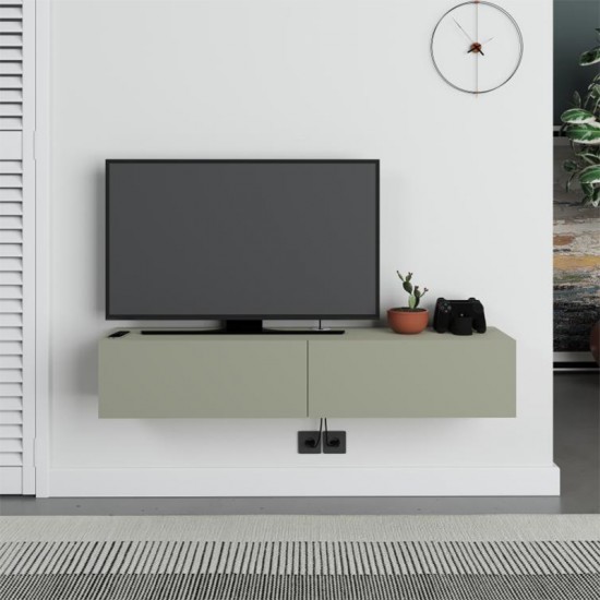 Έπιπλο τηλεόρασης επιτοίχιο Francy χρώμα ash green 135x31,7x25εκ. Έπιπλο τηλεόρασης επιτοίχιο Francy χρώμα ash green 135x31,7x25εκ.