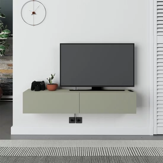 Έπιπλο τηλεόρασης επιτοίχιο Francy  χρώμα ash green 135x31,7x25εκ.