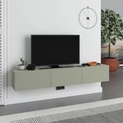 Έπιπλο τηλεόρασης επιτοίχιο Francy  χρώμα ash green 180x30x30εκ.