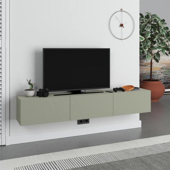 Έπιπλο τηλεόρασης επιτοίχιο Francy χρώμα ash green 180x30x30εκ. Έπιπλο τηλεόρασης επιτοίχιο Francy χρώμα ash green 180x30x30εκ.