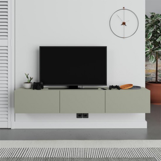 Έπιπλο τηλεόρασης επιτοίχιο Francy χρώμα ash green 180x30x30εκ. Έπιπλο τηλεόρασης επιτοίχιο Francy χρώμα ash green 180x30x30εκ.