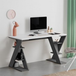 Γραφείο εργασίας Papillon  χρώμα ανθρακί - λευκό 137x60x75εκ
