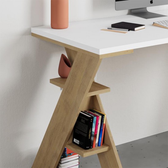 Γραφείο εργασίας Papillon χρώμα sapphire oak - λευκό 137x60x75εκ Γραφείο εργασίας Papillon χρώμα sapphire oak - λευκό 137x60x75εκ