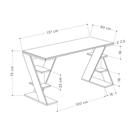Γραφείο εργασίας Papillon χρώμα sapphire oak - λευκό 137x60x75εκ Γραφείο εργασίας Papillon χρώμα sapphire oak - λευκό 137x60x75εκ