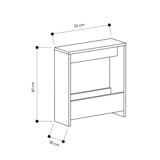Τραπεζάκι βοηθητικό Simpi  χρώμα ανοιχτό καρυδί 55x20x60εκ.