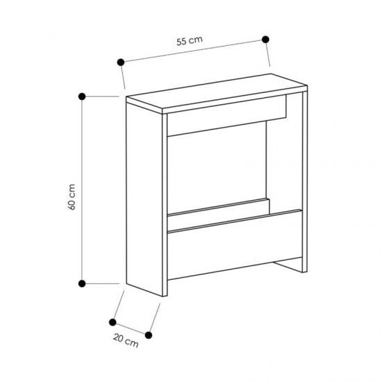 Τραπεζάκι βοηθητικό Simpi  χρώμα sapphire oak 55x20x60εκ.