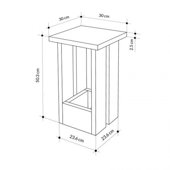 Τραπεζάκι βοηθητικό Tasos  χρώμα sepet oak 30x30x50,3εκ.