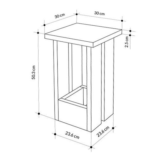 Τραπεζάκι βοηθητικό Tasos  χρώμα sepet oak 30x30x50,3εκ.