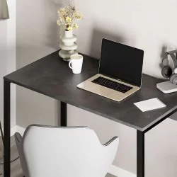 Γραφείο εργασίας Inna  χρώμα γκρι ρετρό - silky black 100x60x75εκ.