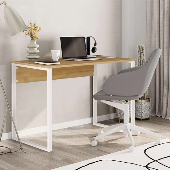 Γραφείο εργασίας Inna  χρώμα sapphire oak - λευκό 100x60x75εκ.