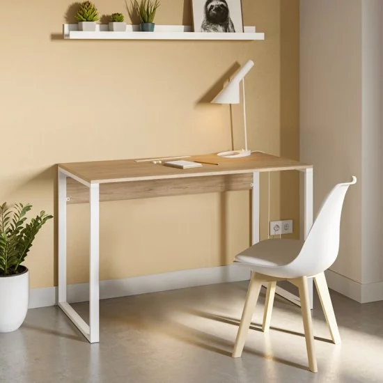 Γραφείο εργασίας Inna  χρώμα sapphire oak - λευκό 100x60x75εκ.