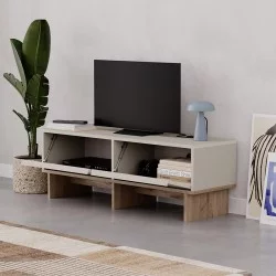 Έπιπλο τηλεόρασης Yuki  χρώμα sandstone - sepet oak 118x35x40,6εκ.