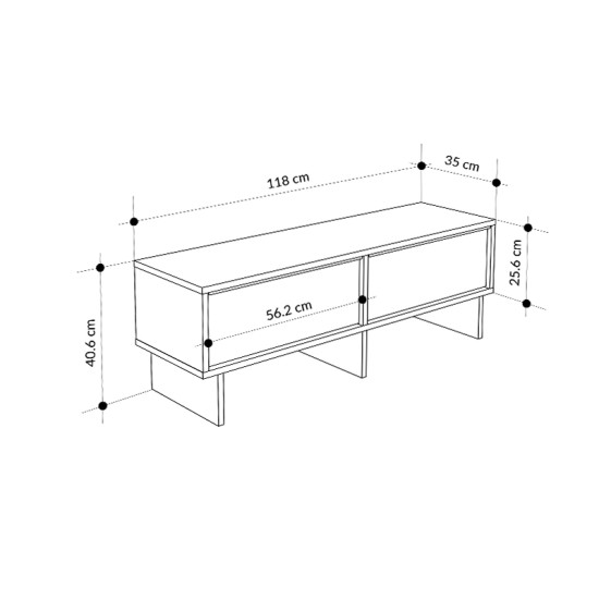 Έπιπλο τηλεόρασης Yuki  χρώμα sandstone - sepet oak 118x35x40,6εκ.