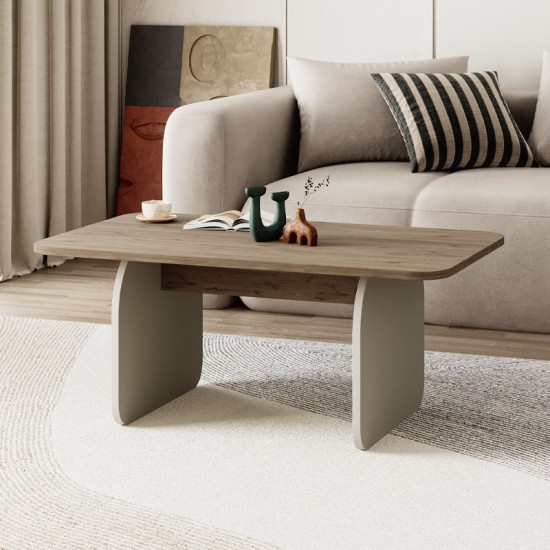 Τραπεζάκι σαλονιού Pietra  χρώμα sepet oak - sandstone 100x60x41,8εκ.