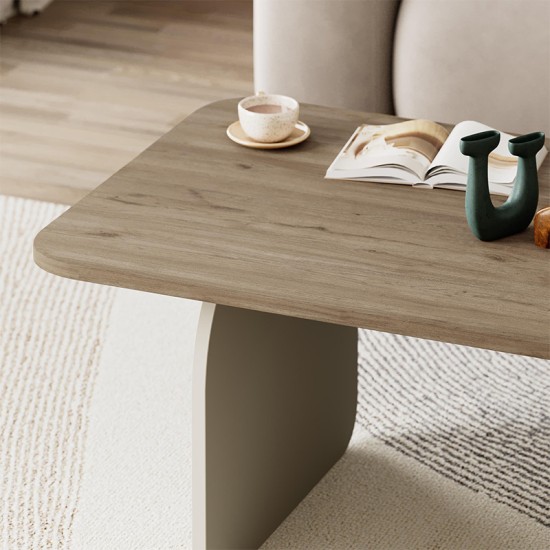 Τραπεζάκι σαλονιού Pietra  χρώμα sepet oak - sandstone 100x60x41,8εκ.