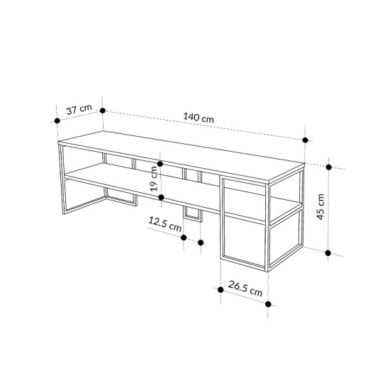 Έπιπλο τηλεόρασης Friday  χρώμα black wood 140x37x45εκ.