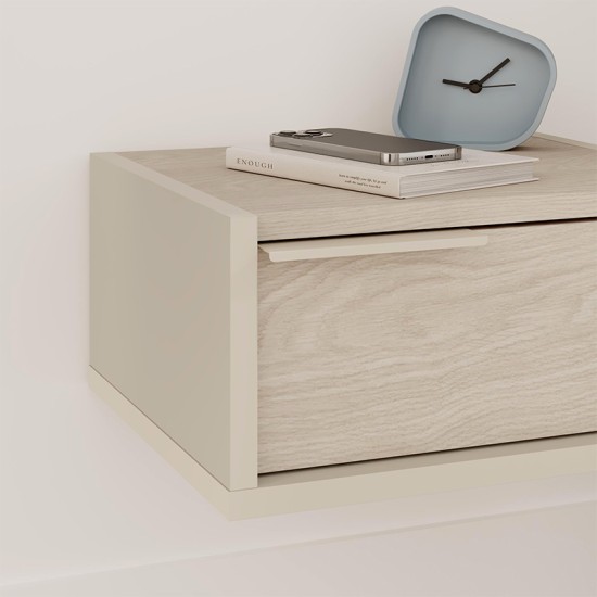 Κομοδίνο επιτοίχιο Eco  χρώμα sandstone - light oak 40x33x18,5εκ.