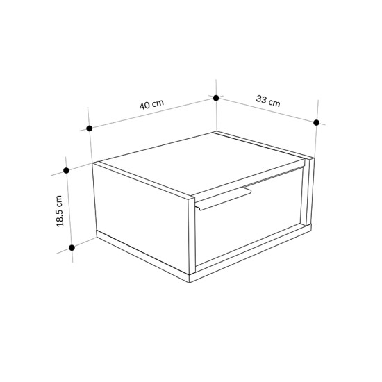 Κομοδίνο επιτοίχιο Eco  χρώμα sandstone - light oak 40x33x18,5εκ.