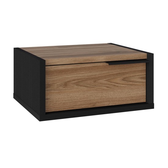 Κομοδίνο επιτοίχιο Eco  χρώμα black wood - καρυδί 40x33x18,5εκ.