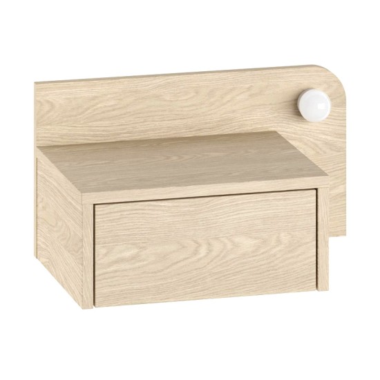 Κομοδίνο επιτοίχιο Dotta  με LED χρώμα light oak 52x33,6x28εκ.