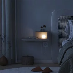 Κομοδίνο επιτοίχιο Luno  με LED χρώμα sandstone 40x30x16,2εκ.