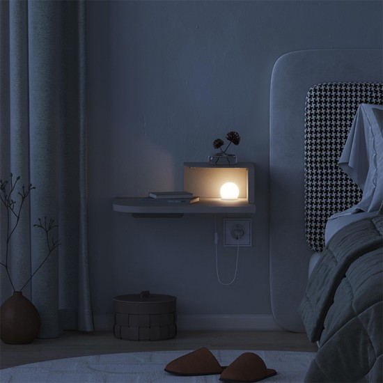 Κομοδίνο επιτοίχιο Luno  με LED χρώμα sandstone 40x30x16,2εκ.