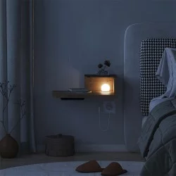 Κομοδίνο επιτοίχιο Luno  με LED χρώμα sepet oak 40x30x16,2εκ.