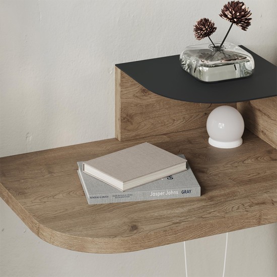 Κομοδίνο επιτοίχιο Luno  με LED χρώμα sepet oak 40x30x16,2εκ.