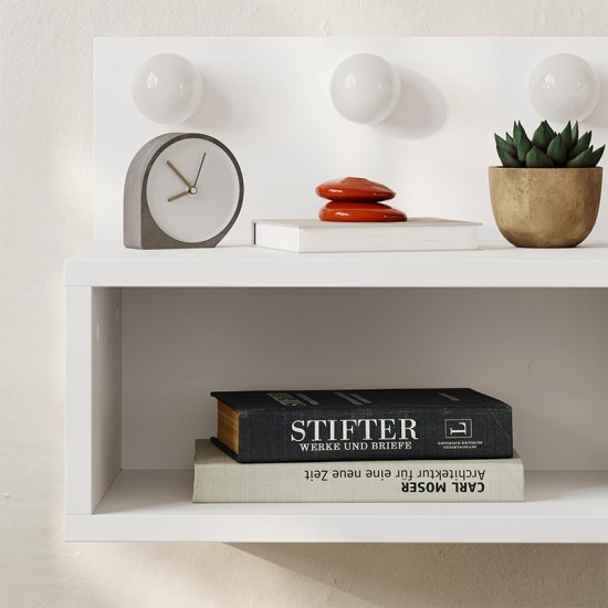 Κομοδίνο επιτοίχιο Treo  με LED χρώμα λευκό 40x30x33,8εκ.