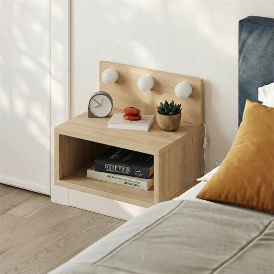 Κομοδίνο επιτοίχιο Treo  με LED χρώμα sapphire oak 40x30x33,8εκ.