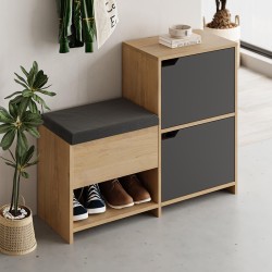 Παπουτσοθήκη Haven  χρώμα sapphire oak - ανθρακί 101x35x80,4εκ.