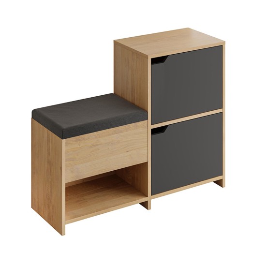 Παπουτσοθήκη Haven  χρώμα sapphire oak - ανθρακί 101x35x80,4εκ.